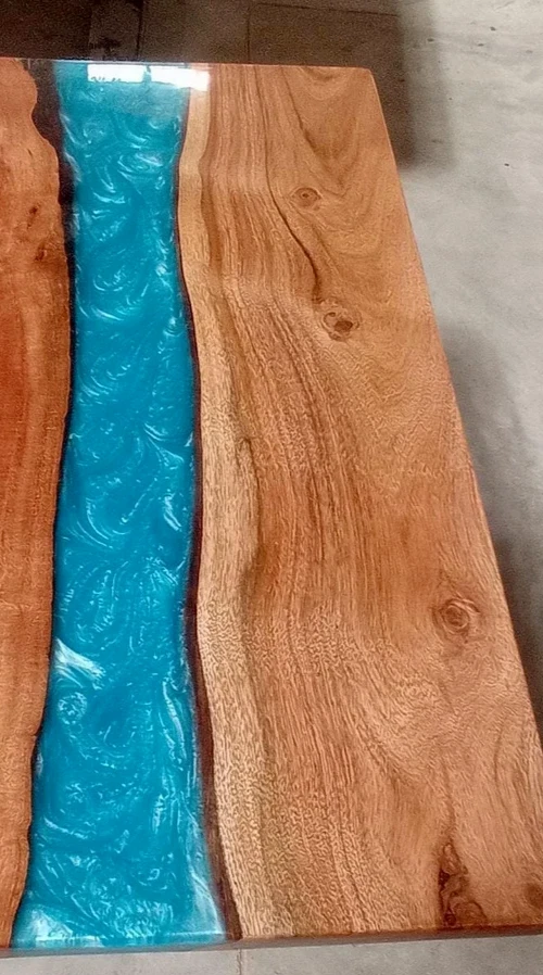 Epoxy Coffee Table Top for Dining Room Interior Acacia Wooden Handmade Decor - Image 4 of 4