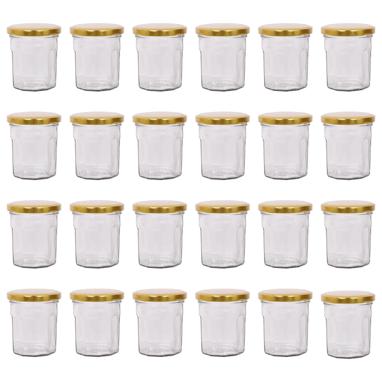 Argon Tableware Glass Jam Jars with Lids - 185ml - Pack of 24