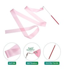 Uxcell Pink Dance Ribbon Wands- 11 Pcs- Gymnastics Twirling Streamers- Open Box