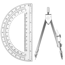Geometry Math Set Drawing Compass 6 Inch Transparent Swing Arm Protractor