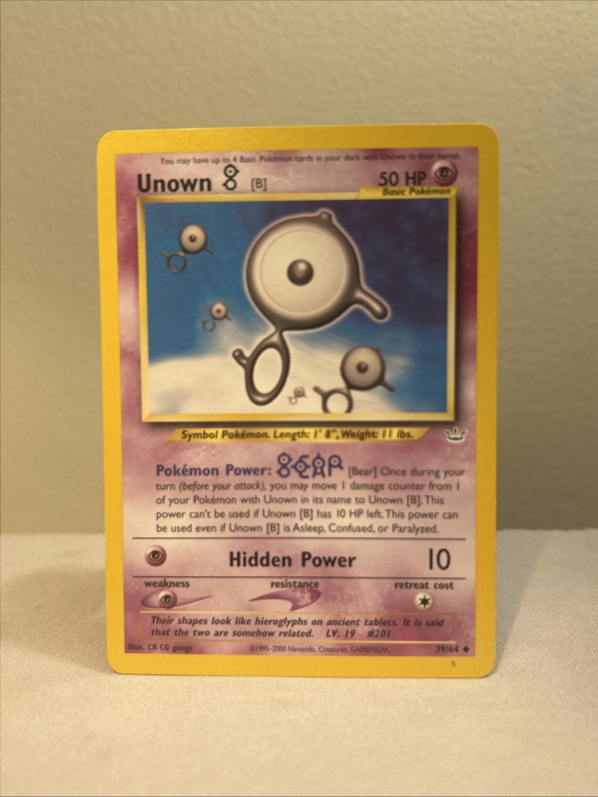 Pokemon TCG Neo Revelation Unown 39/64 Rare Vintage Non Holo LP WOTC 2000