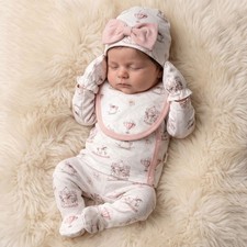 Baby Girl 5 Piece Cotton Layette Gift Set Fairground Ballons PINK 0-3m