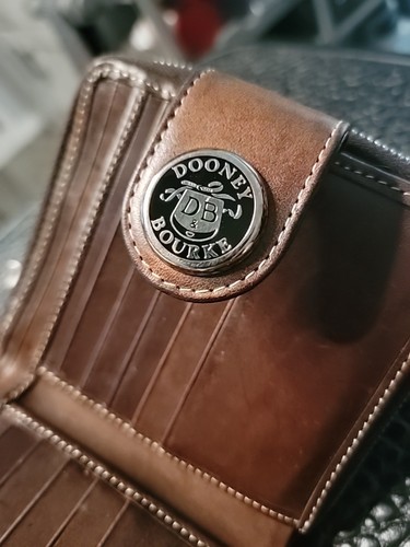 Dooney & Bourke Geldbörse Vintage Navy und Braun Leder Schön - Bild 9 von 12