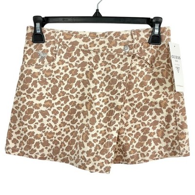 NEW Guess Kids Girls Leopard Print Skort Size 12 Tan Brown Skirt Shorts NWT