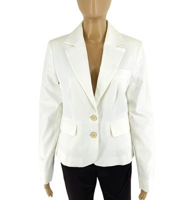 NUAN Damen Weißer V-Ausschnitt Blazer Jacke Größe 44 EU 40 UK 12 US 10