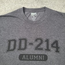 DD-214 Alumni T-Shirt Men's Size Medium Gray US Military Retirement
