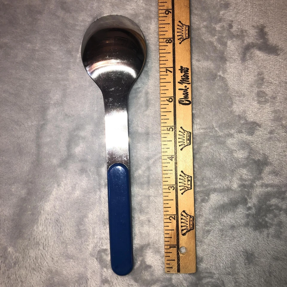 Vtg Dansk International Summer House Serving Spoon Blue Stainless Japan 9 inch - Image 3 of 4
