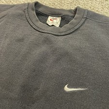 Vintage 90s Nike Crewneck Sweatshirt Men's XL Black White Tag Made In USA Swoosh
