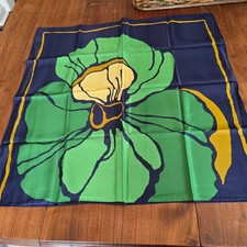 Vintage 70s Totes Rain Scarf Water Repellent Green Blue Floral Japan Retro