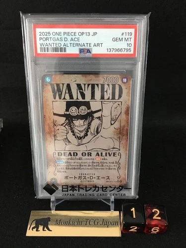 PSA 10 Ace OP13-119 SP Alt Art SEC Wanted Carrying on His Will One Piece TCG