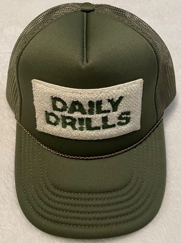 Daily Drills Hat Cap Green Spell Out Logo Embroidered Snapback Adjustable OSFA