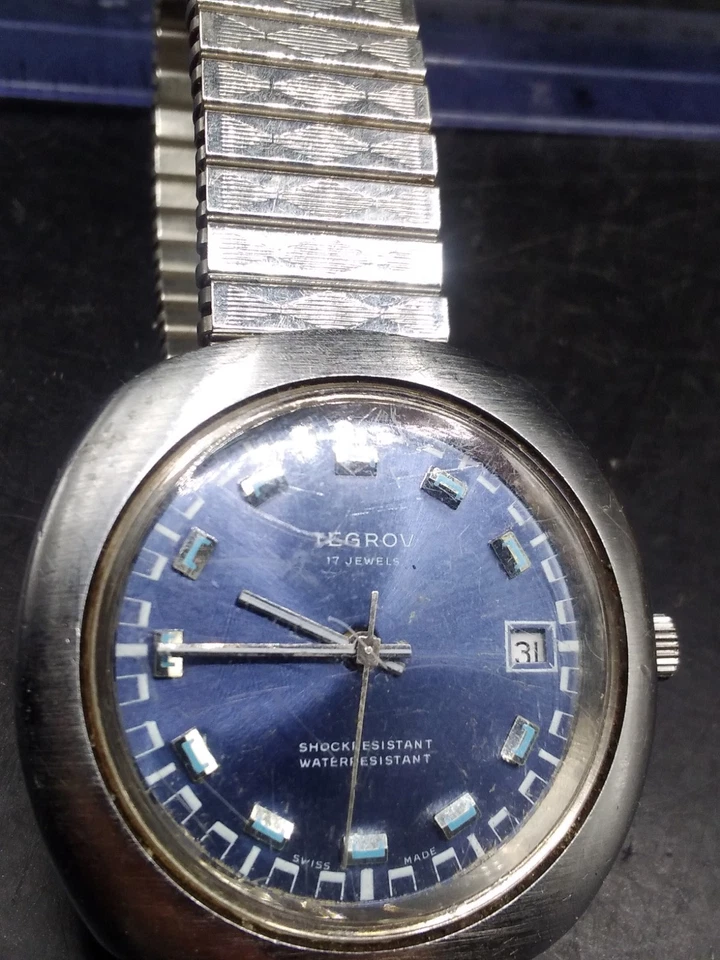 Винтажные мужские часы Tegrov в рабочем состоянии около 39 мм в стиле НЛО - Изображение 3 из 4