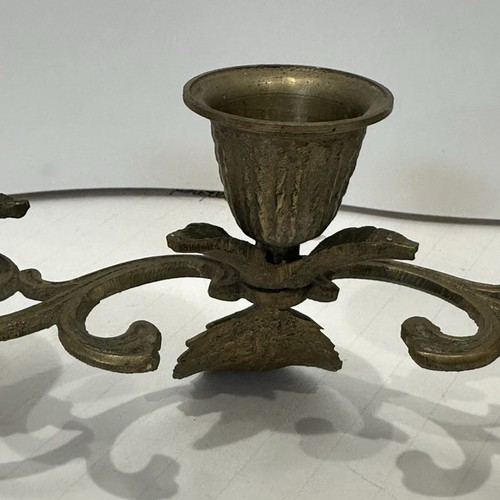 Vintage Brass Candle Holder Leaves Cups Approx. 8.5" x 3" Trio Three Cups - Picture 7 of 21