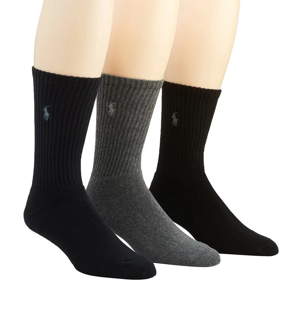 Polo Ralph Lauren 8428PK Cushioned Foot Ribbed Crew Sock - 3 Pack