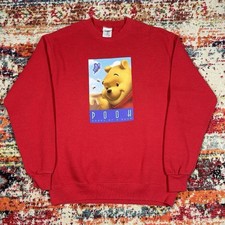 Vintage Y2K Disney Winnie The Pooh Honey of a Bear Red Sweatshirt Pullover Small