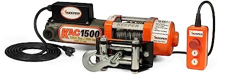  Electric Winch 110/120V AC with Remote, Hand Held Control, 1500 lb. Capacity, 