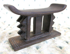 Small African Ashanti Head Rest ~ Stool Ghana Ceremonial Hand Carved 5" Long