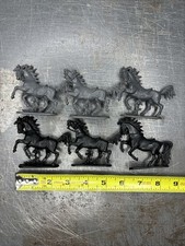 Vtg Jean Hoefler Medieval Horse Figure Lot Of 6 Black Gray West Germany 2.25"