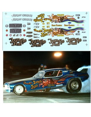 Jungle Jim 1971 Camaro Funny car water slide decal 1/64 scale Tyco AutoWorld AFX