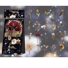 40 Pieces Sticker Flower Flower Mushroom Transparent Sticker Deco Sticker Antiqu