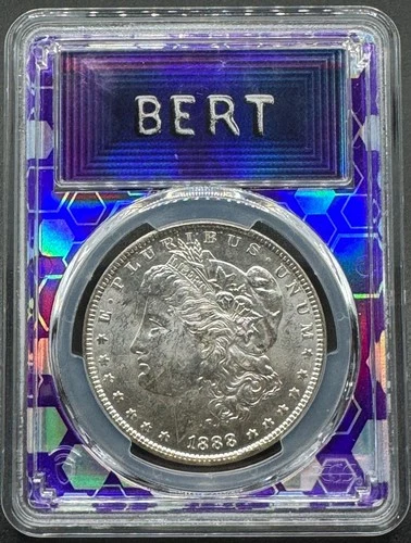 1888-O MORGAN SILVER DOLLAR PCGS MS64 TRADER BEA BERT LABEL 03EAA26