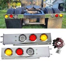 30 Inch Stainless Steel Mud Flap Hanger 30 LED Tail Light Bar for Semi Truck Use