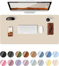 Leather Desk Pad Protector, Large Mouse Pad, Non-Slip PU Leather Desk Blotter, W