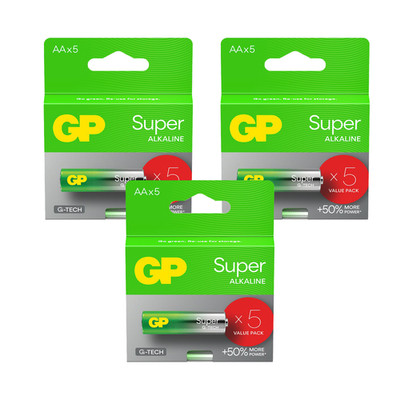 15x GP Super Alkaline Aa LR6 1,5V Batteries Mercury-Free Long Life