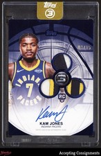 2025-26 Topps 3 Three Rookie Triple Vertical Blue Kam Jones RPA PATCH AUTO 08/15