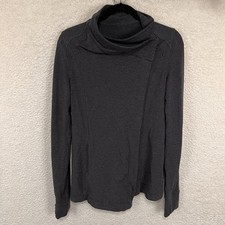 Lululemon Cardigan Women  s 6 Gray Wrap Sweater Button Front Thumb Holes