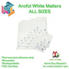 Arofol Genuine White Bubble Jiffy Padded Envelopes Mailers Bags - 11 SIZES!