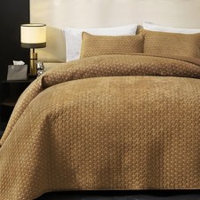 Powdion Velvet Quilt King Size, Oversized Bedspread Quilted Bedding Set,