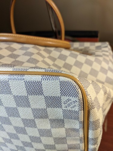 Authentische Louis Vuitton Saleya GM Handtasche blau kariert Leinwand früher im Besitz - Bild 6 von 12