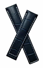 20/18 mm NAVY/WHITE CROCODILE-STYLE LEATHER STRAP BAND to fit TAG Heuer CARRERA