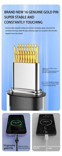 100W USB Superschnellladekabel Ladegerät Typ C 1m/2m Datenkabel mit LED Display - 第 13/22 張圖片