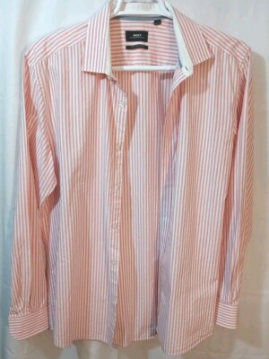 mexx dress shirts MEXX Metropolitan Men's Sz 18 Long Sleeve Striped Slim Fit Button Up Shirt
