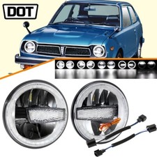 Auxbeam Dot 7 Led Headlights Hi-lo Sealed Drl Lamp For Honda Civic 1973-1981
