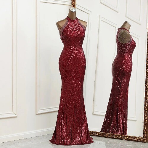 Sexy Silver Evening Dress Robe Bridesmaid Dress Mariage Robe Party Dress - Picture 7 of 26