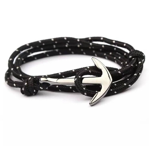 Bracciale Ancora color argento con Corda Braccialetto Uomo Donna ACCIAIO INOX - Foto 3 di 21