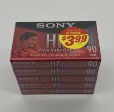 Sony HF Normal Bias 90 Minute Audio Cassette. Pack Of 5 New Sealed 