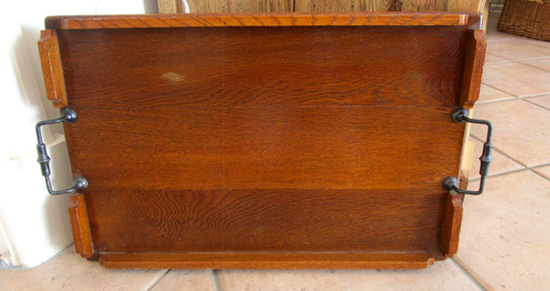 Vintage 1900's Oak Wooden Tray Metal Handles - GREAT DISPLAY - BUY IT NOW - Picture 2 of 4