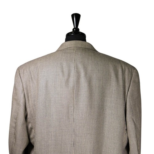 Chaps Ralph Lauren Mens Blazer 50R Beige Check Wool 2 Button Sport Coat Jacket - Picture 7 of 8