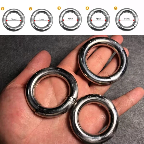 Magnetic Stainless Steel Ball Stretcher Weight for Men Enhancer Penis Ring Delay - Picture 7 of 29