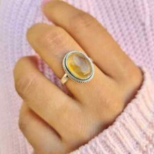Citrine Ring 925 Sterling silver Band Statement Ring Handmade Ring All Size