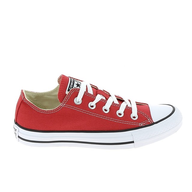 all red low top converse
