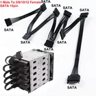 SATA Power Extension HDD Cable 15Pin 1 Male to 5 8 10 12 Female Splitter Adapter