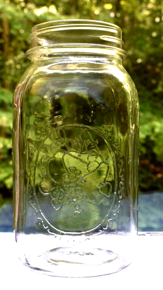 Vintage Ball Mason Jar Embossed Sculpted Fruit Canning 62A Ball