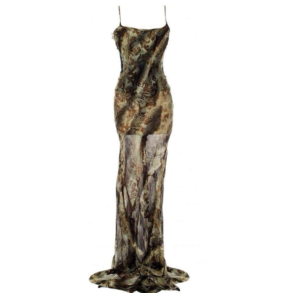 Rare Vintage Roberto Cavalli FW 2001 Denim and Chiffon Rare Vintage Roberto Cavalli FW 2001 Denim and Chiffon