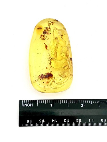 Natural Golden Baltic Amber Carved Lotus Specimen - 21.1g - Picture 2 of 2