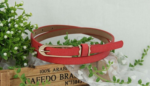 Lady Women's Thin Narrow Skinny 1.2cm Wide Waistband Hogskin Leather Waist Belt - Picture 9 of 13